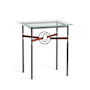 Hubbardton Forge Equus 22" Wide Glass Top Glass, Leather, and Metal Table Black / Dark Smoke / British Brown