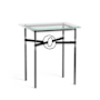 Hubbardton Forge Equus 22" Wide Glass Top Glass, Leather, and Metal Table Black / Dark Smoke / Black