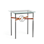 Hubbardton Forge Equus 22" Wide Glass Top Glass, Leather, and Metal Table Black / Black / Chestnut
