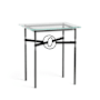 Hubbardton Forge Equus 22" Wide Glass Top Glass, Leather, and Metal Table Black / Black / Black
