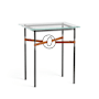 Hubbardton Forge Equus 22" Wide Glass Top Glass, Leather, and Metal Table Black / Natural Iron / Chestnut