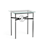 Hubbardton Forge Equus 22" Wide Glass Top Glass, Leather, and Metal Table Black / Natural Iron / Black