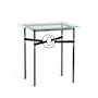 Hubbardton Forge Equus 22" Wide Glass Top Glass, Leather, and Metal Table Black / Soft Gold / Black