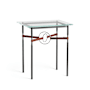 Hubbardton Forge Equus 22" Wide Glass Top Glass, Leather, and Metal Table Black / Sterling / British Brown
