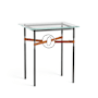 Hubbardton Forge Equus 22" Wide Glass Top Glass, Leather, and Metal Table Black / Sterling / Chestnut