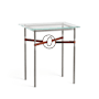 Hubbardton Forge Equus 22" Wide Glass Top Glass, Leather, and Metal Table Natural Iron / Bronze / British Brown