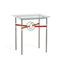 Hubbardton Forge Equus 22" Wide Glass Top Glass, Leather, and Metal Table Natural Iron / Bronze / Chestnut