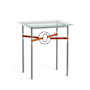Hubbardton Forge Equus 22" Wide Glass Top Glass, Leather, and Metal Table Natural Iron / Dark Smoke / Chestnut