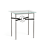 Hubbardton Forge Equus 22" Wide Glass Top Glass, Leather, and Metal Table Natural Iron / Dark Smoke / Black