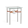 Hubbardton Forge Equus 22" Wide Glass Top Glass, Leather, and Metal Table Natural Iron / Black / Chestnut
