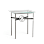 Hubbardton Forge Equus 22" Wide Glass Top Glass, Leather, and Metal Table Natural Iron / Black / Black