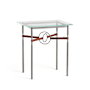 Hubbardton Forge Equus 22" Wide Glass Top Glass, Leather, and Metal Table Natural Iron / Natural Iron / British Brown