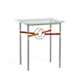 Hubbardton Forge Equus 22" Wide Glass Top Glass, Leather, and Metal Table Natural Iron / Natural Iron / Chestnut