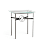 Hubbardton Forge Equus 22" Wide Glass Top Glass, Leather, and Metal Table Natural Iron / Natural Iron / Black