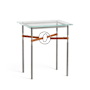 Hubbardton Forge Equus 22" Wide Glass Top Glass, Leather, and Metal Table Natural Iron / Vintage Platinum / Chestnut