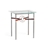 Hubbardton Forge Equus 22" Wide Glass Top Glass, Leather, and Metal Table Natural Iron / Soft Gold / British Brown
