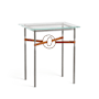 Hubbardton Forge Equus 22" Wide Glass Top Glass, Leather, and Metal Table Natural Iron / Soft Gold / Chestnut
