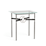 Hubbardton Forge Equus 22" Wide Glass Top Glass, Leather, and Metal Table Natural Iron / Soft Gold / Black