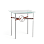 Hubbardton Forge Equus 22" Wide Glass Top Glass, Leather, and Metal Table Vintage Platinum / Bronze / British Brown