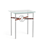 Hubbardton Forge Equus 22" Wide Glass Top Glass, Leather, and Metal Table Vintage Platinum / Dark Smoke / British Brown