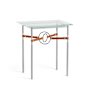 Hubbardton Forge Equus 22" Wide Glass Top Glass, Leather, and Metal Table Vintage Platinum / Dark Smoke / Chestnut