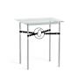 Hubbardton Forge Equus 22" Wide Glass Top Glass, Leather, and Metal Table Vintage Platinum / Dark Smoke / Black