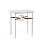 Hubbardton Forge Equus 22" Wide Glass Top Glass, Leather, and Metal Table Vintage Platinum / Black / British Brown