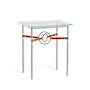 Hubbardton Forge Equus 22" Wide Glass Top Glass, Leather, and Metal Table Vintage Platinum / Black / Chestnut