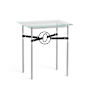 Hubbardton Forge Equus 22" Wide Glass Top Glass, Leather, and Metal Table Vintage Platinum / Black / Black