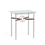 Hubbardton Forge Equus 22" Wide Glass Top Glass, Leather, and Metal Table Vintage Platinum / Natural Iron / British Brown