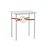 Hubbardton Forge Equus 22" Wide Glass Top Glass, Leather, and Metal Table Vintage Platinum / Natural Iron / Chestnut