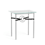 Hubbardton Forge Equus 22" Wide Glass Top Glass, Leather, and Metal Table Vintage Platinum / Natural Iron / Black