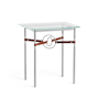 Hubbardton Forge Equus 22" Wide Glass Top Glass, Leather, and Metal Table Vintage Platinum / Vintage Platinum / British Brown