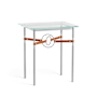 Hubbardton Forge Equus 22" Wide Glass Top Glass, Leather, and Metal Table Vintage Platinum / Vintage Platinum / Chestnut