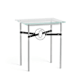 Hubbardton Forge Equus 22" Wide Glass Top Glass, Leather, and Metal Table Vintage Platinum / Vintage Platinum / Black