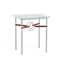 Hubbardton Forge Equus 22" Wide Glass Top Glass, Leather, and Metal Table Vintage Platinum / Soft Gold / British Brown