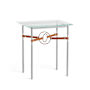 Hubbardton Forge Equus 22" Wide Glass Top Glass, Leather, and Metal Table Vintage Platinum / Soft Gold / Chestnut
