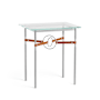 Hubbardton Forge Equus 22" Wide Glass Top Glass, Leather, and Metal Table Vintage Platinum / Sterling / Chestnut