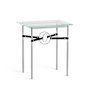 Hubbardton Forge Equus 22" Wide Glass Top Glass, Leather, and Metal Table Vintage Platinum / Sterling / Black