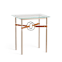 Hubbardton Forge Equus 22" Wide Glass Top Glass, Leather, and Metal Table Soft Gold / Bronze / Chestnut