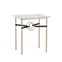 Hubbardton Forge Equus 22" Wide Glass Top Glass, Leather, and Metal Table Soft Gold / Bronze / Black