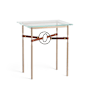 Hubbardton Forge Equus 22" Wide Glass Top Glass, Leather, and Metal Table Soft Gold / Dark Smoke / British Brown