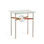Hubbardton Forge Equus 22" Wide Glass Top Glass, Leather, and Metal Table Soft Gold / Dark Smoke / Chestnut