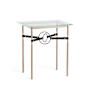 Hubbardton Forge Equus 22" Wide Glass Top Glass, Leather, and Metal Table Soft Gold / Dark Smoke / Black