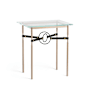 Hubbardton Forge Equus 22" Wide Glass Top Glass, Leather, and Metal Table Soft Gold / Black / Black