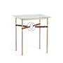 Hubbardton Forge Equus 22" Wide Glass Top Glass, Leather, and Metal Table Soft Gold / Vintage Platinum / British Brown