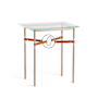Hubbardton Forge Equus 22" Wide Glass Top Glass, Leather, and Metal Table Soft Gold / Vintage Platinum / Chestnut