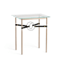 Hubbardton Forge Equus 22" Wide Glass Top Glass, Leather, and Metal Table Soft Gold / Vintage Platinum / Black