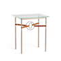 Hubbardton Forge Equus 22" Wide Glass Top Glass, Leather, and Metal Table Soft Gold / Soft Gold / Chestnut