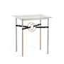 Hubbardton Forge Equus 22" Wide Glass Top Glass, Leather, and Metal Table Soft Gold / Soft Gold / Black